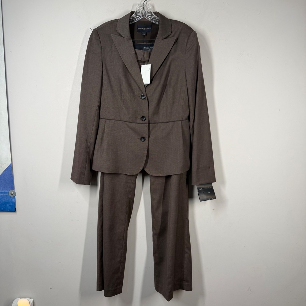 Banana Republic Brown Textured Pant Suit Ryan Fit Trousers Blazer Set 8/10 NWT